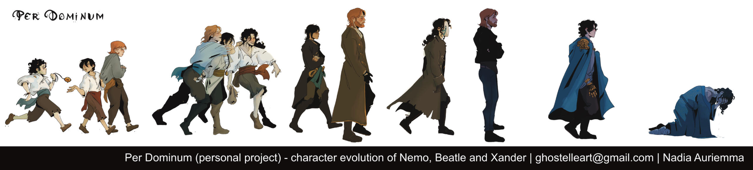 [PER DOMINUM] character evolution of Nemo, Beatle and Xander